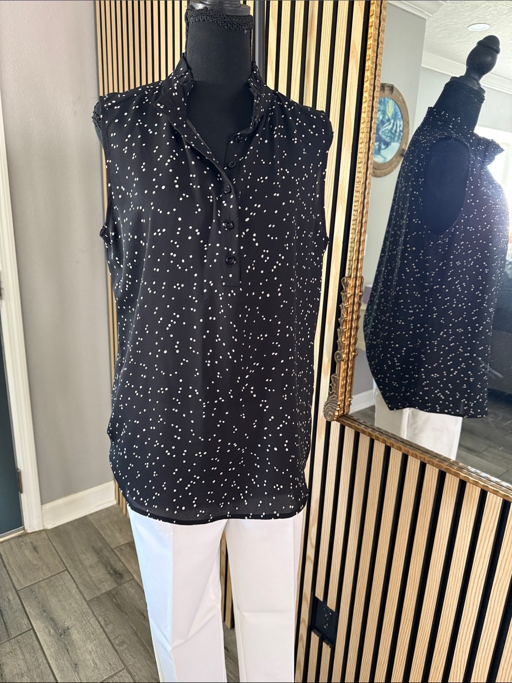 Dalia Black and White Speckle Sleeveless Camisole